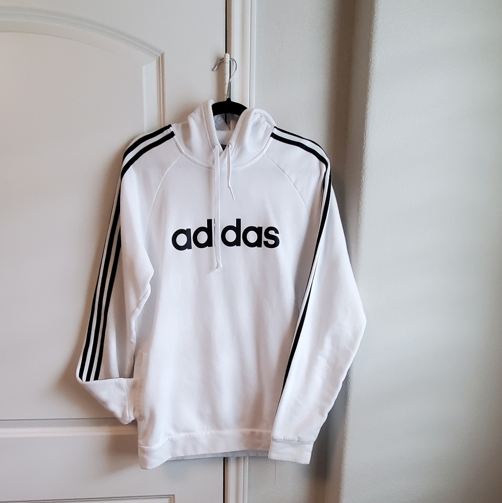 Adidas Logo Mens White Hoodie